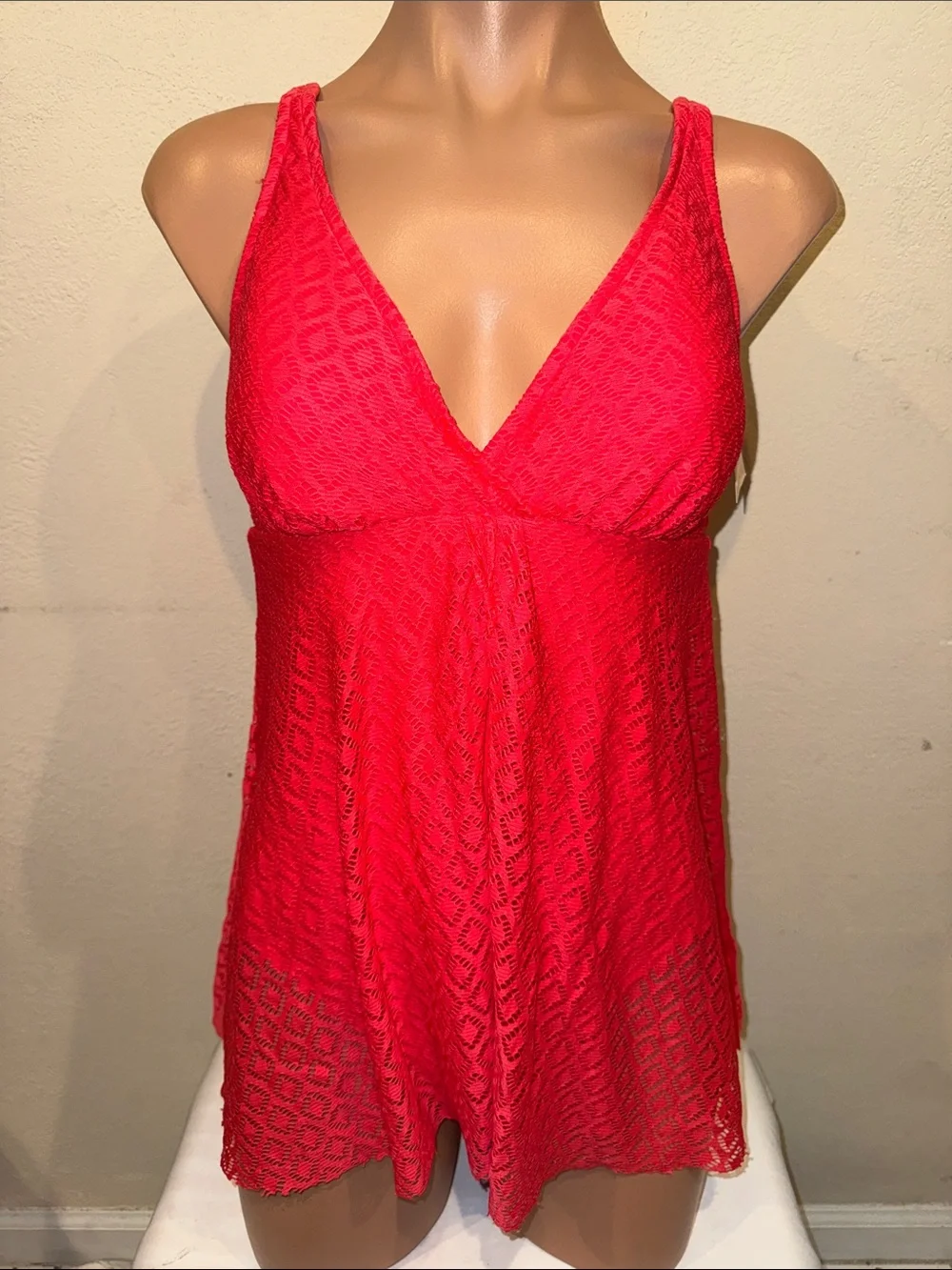 NWT Swim Solutions one piece swimsuit swim dress coral - Picture 3 of 5